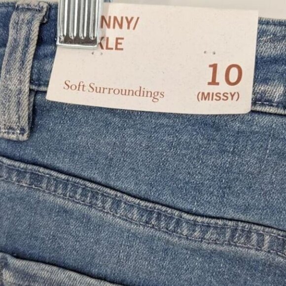 Soft Surroundings The Ultimate Denim High Rise Shimmer Skinny Jeans Size 10 New - Picture 4 of 6